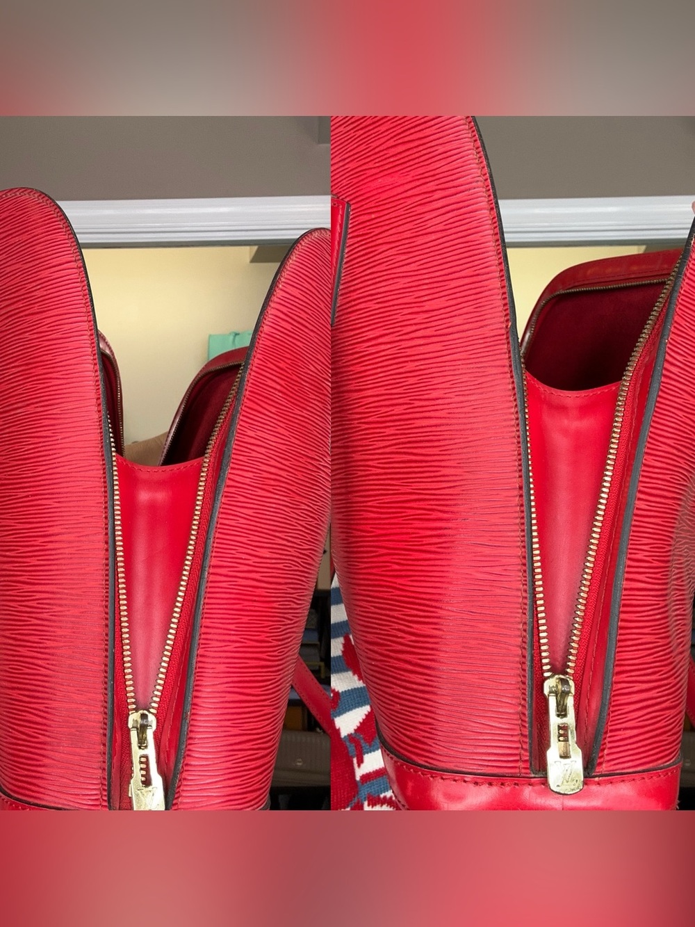 Vintage Louis Vuitton Epi Lussac Shoulder Tote Castilian Red COA VI0975 32 y.o. - Picture 11 of 15
